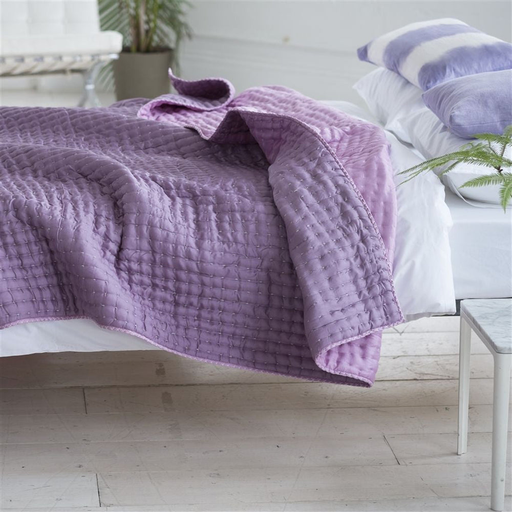 Chenevard Damson & Magenta Silk Quilt and Shams design by Designers Guild