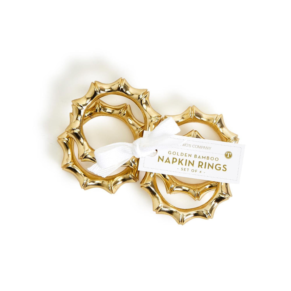 Golden Bamboo Napkin Rings Set Of 4 3