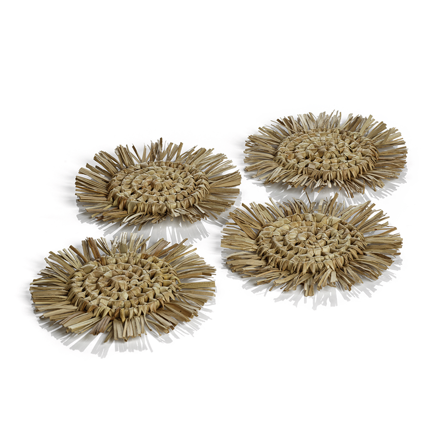 Balmy Pandan Fringed Coasters, Set of 4