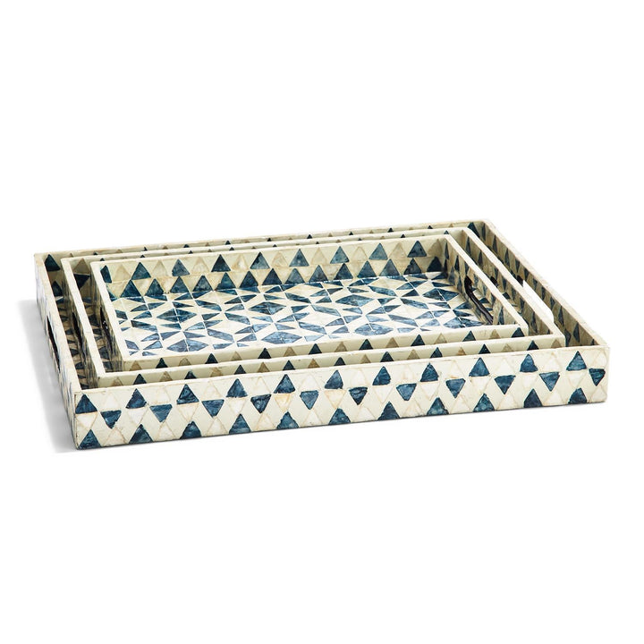 Geometric Set of 3 Mother of Pearl Gallery Trays