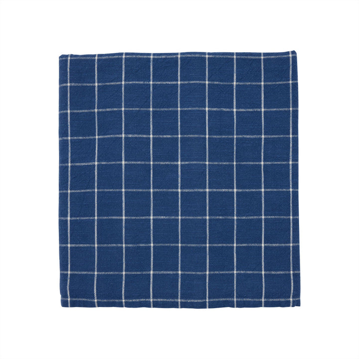 grid tablecloth in dark blue and white 1