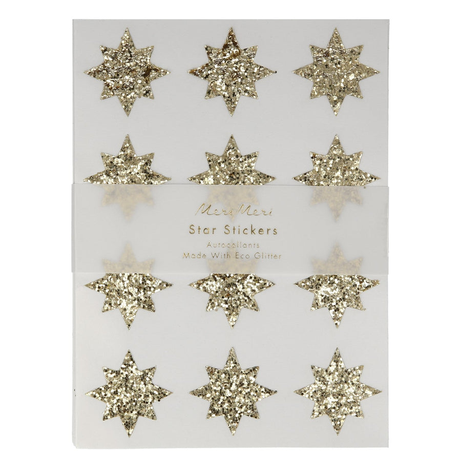 gold eco glitter star stickers by meri meri mm 225045 1