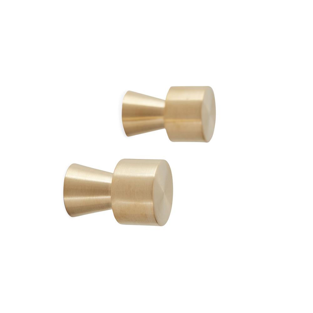 Set of 2 Pin Hook / Knob in Brass