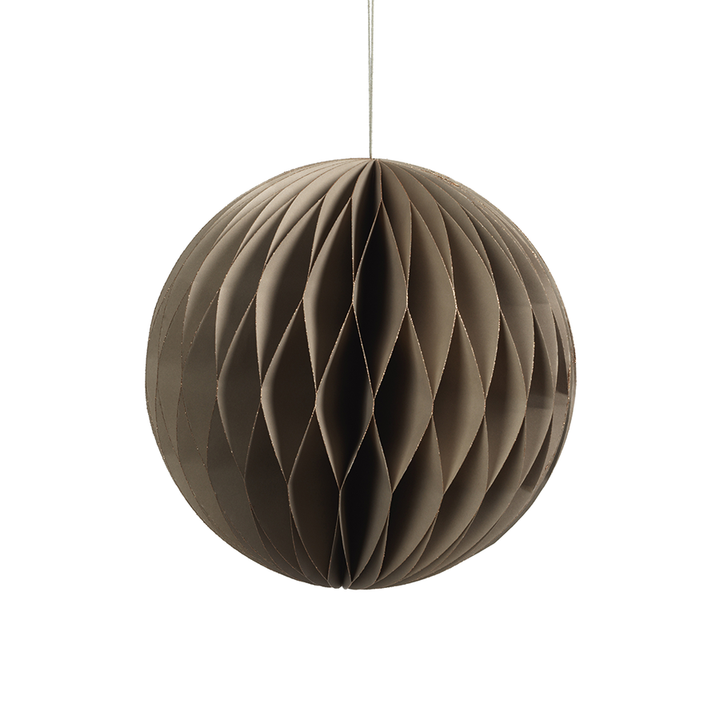 Wish Paper Decorative Ball Ornament - Taupe with Rose Gold Glitter Edges