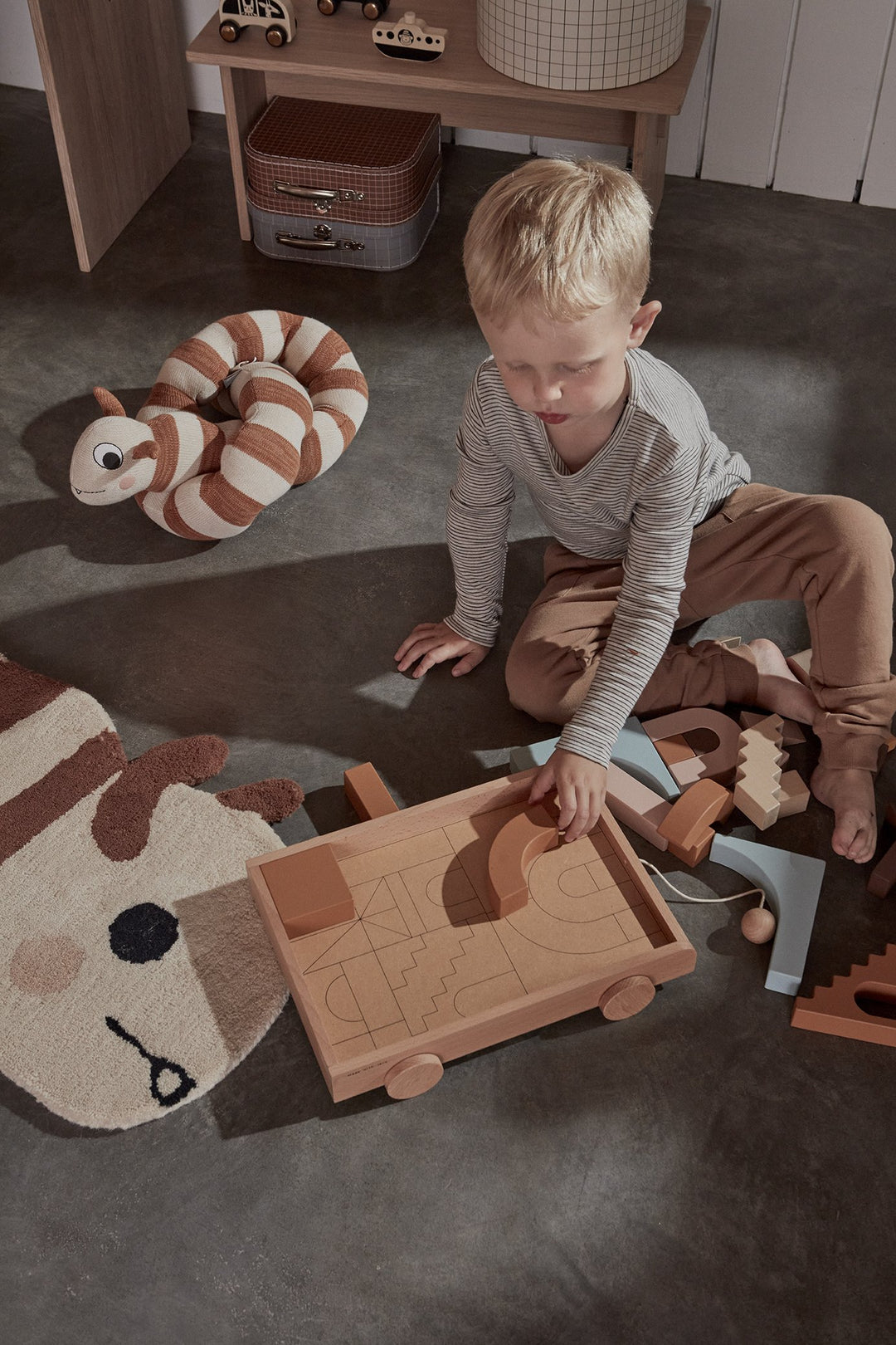 Wooden Rainbow Wagon with Blocks