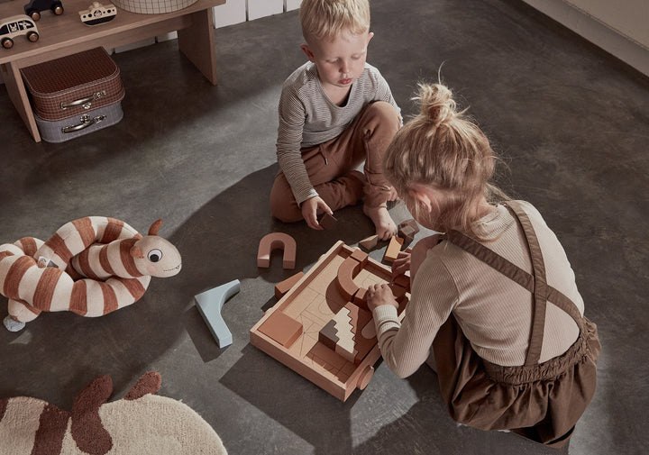 Wooden Rainbow Wagon with Blocks