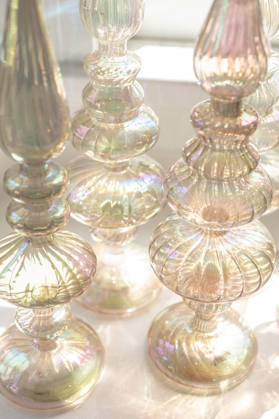 LED White Glass Finial in Various Styles